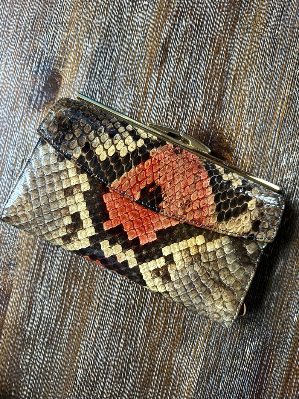 by Bosca Vintage GENUINE PYTHON USA MADE Clutch Wallet
